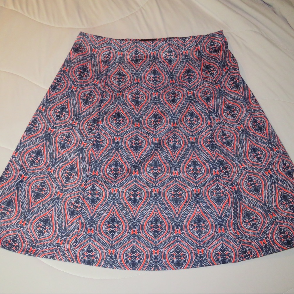 Renee C. Pink and Blue A-Line Skirt Knee-Length Casual